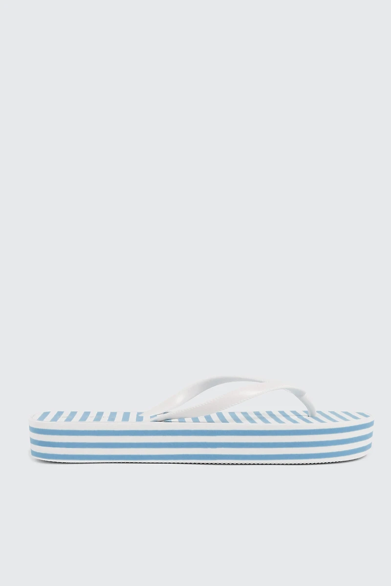 Striped Wedge Flip Flops