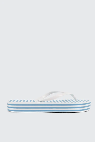 Striped Wedge Flip Flops
