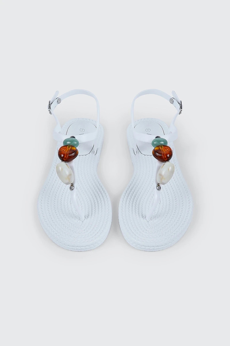 Sandales à bride en T gelée perles