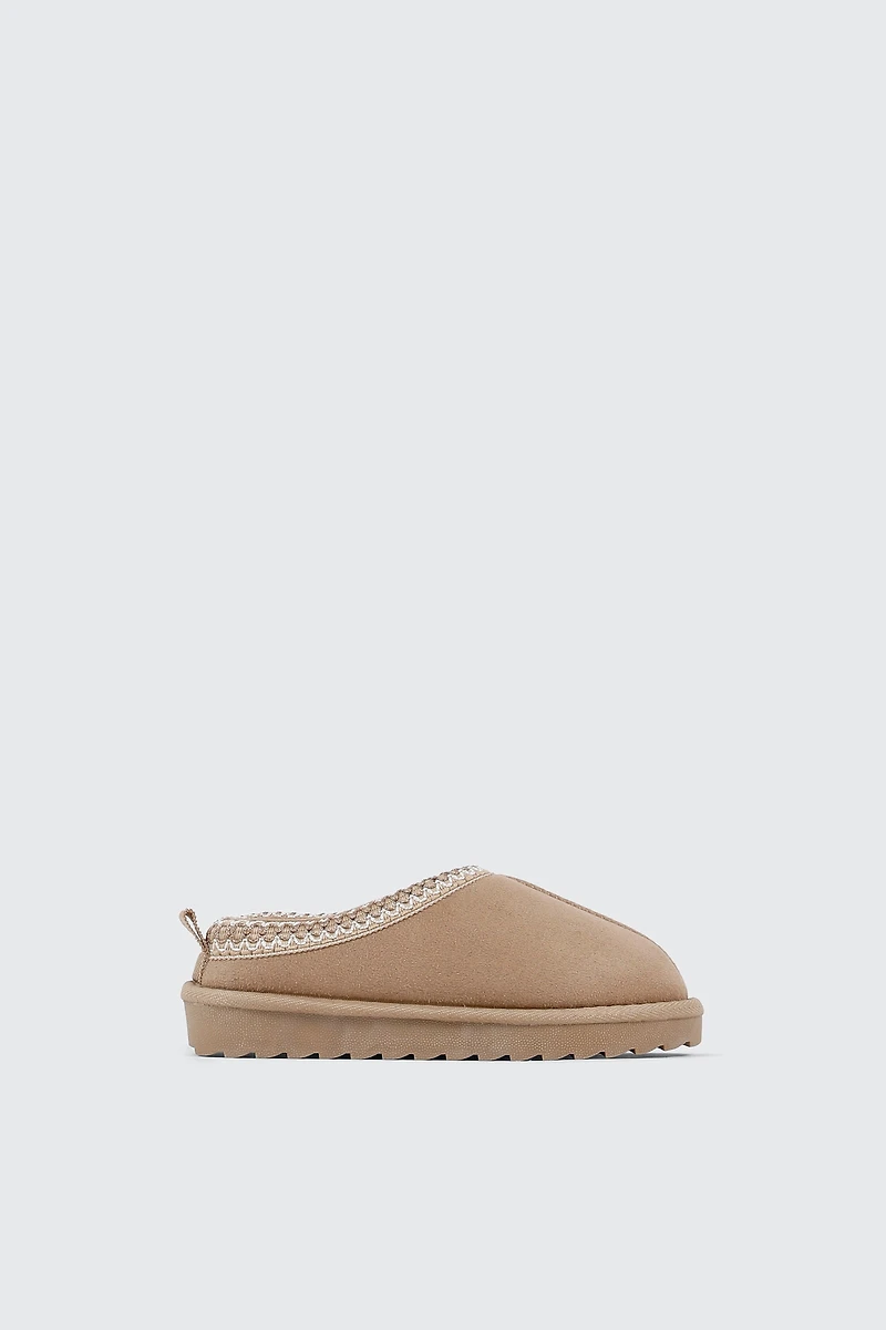 Faux Suede Slip On Mules