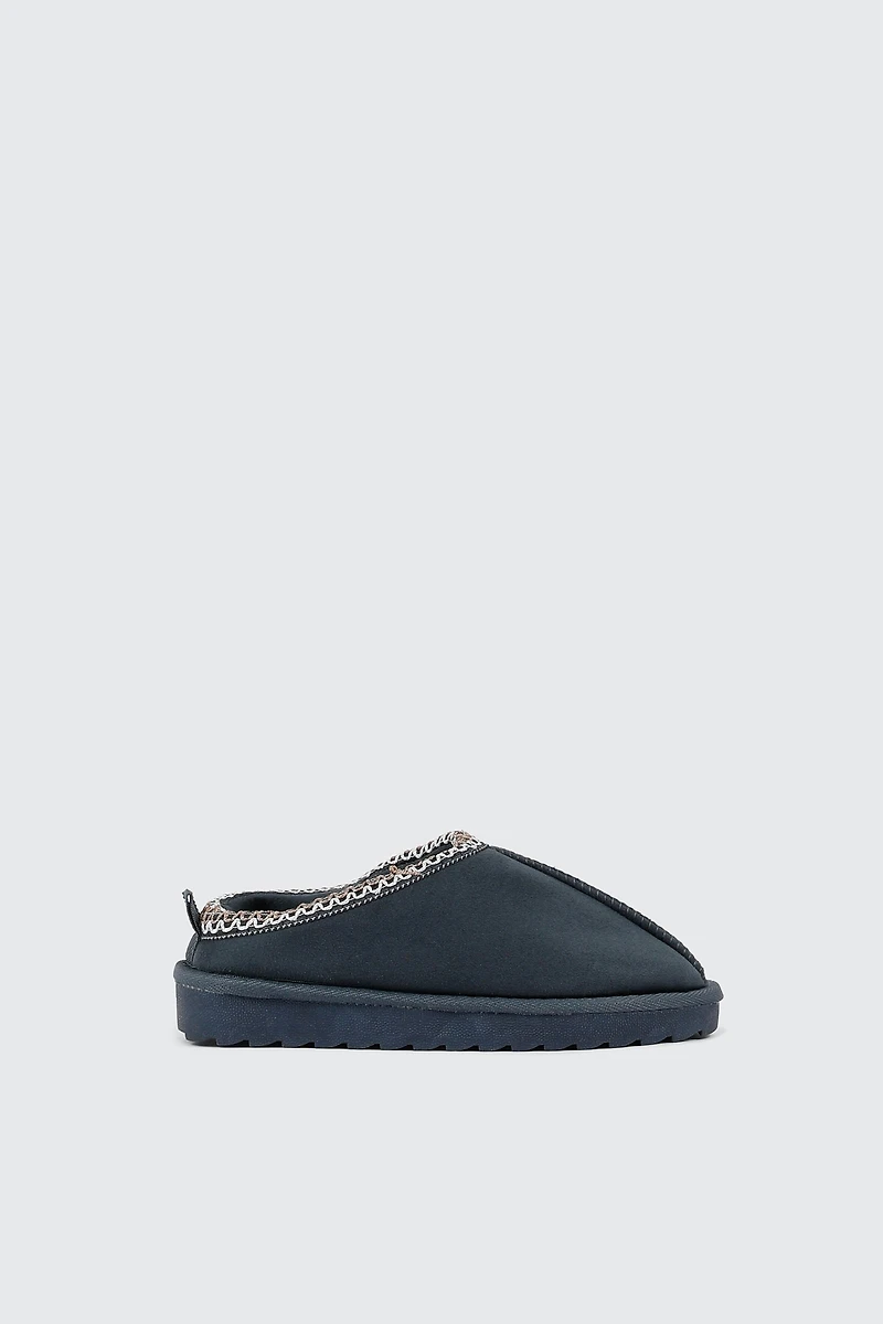 Faux Suede Slip On Mules
