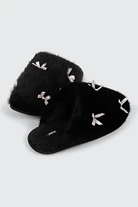 Faux Fur Bow Slippers