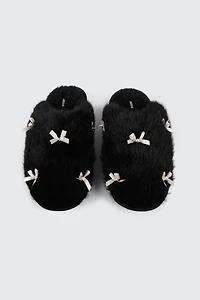 Faux Fur Bow Slippers