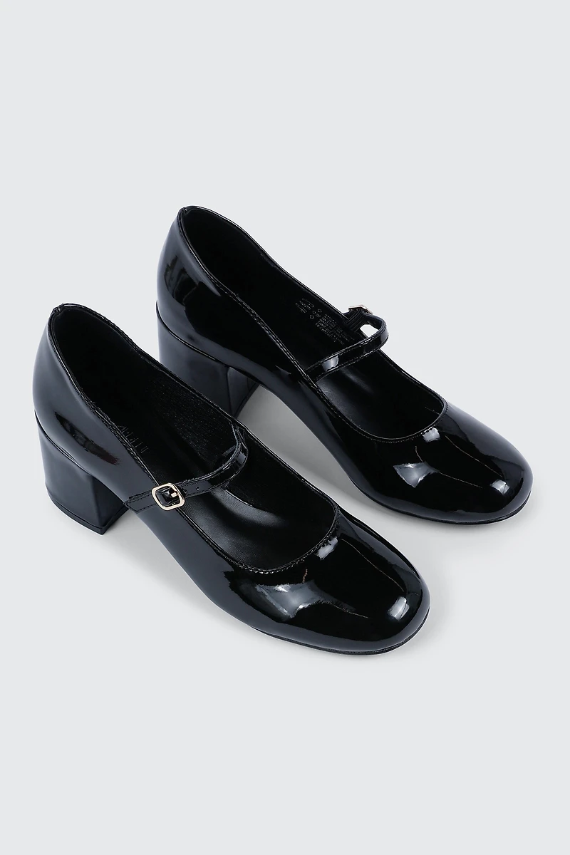 Square Toe Block Heels Mary Janes