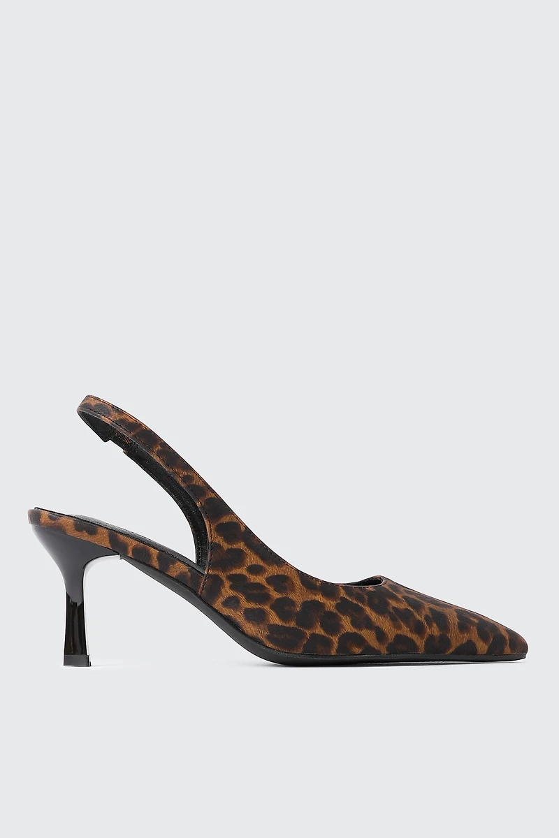 Talons hauts léopard à bout pointu et bride arrière