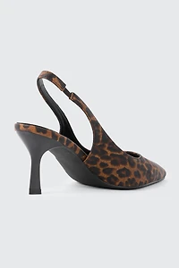 Leopard Pointed Toe Slingback Heels