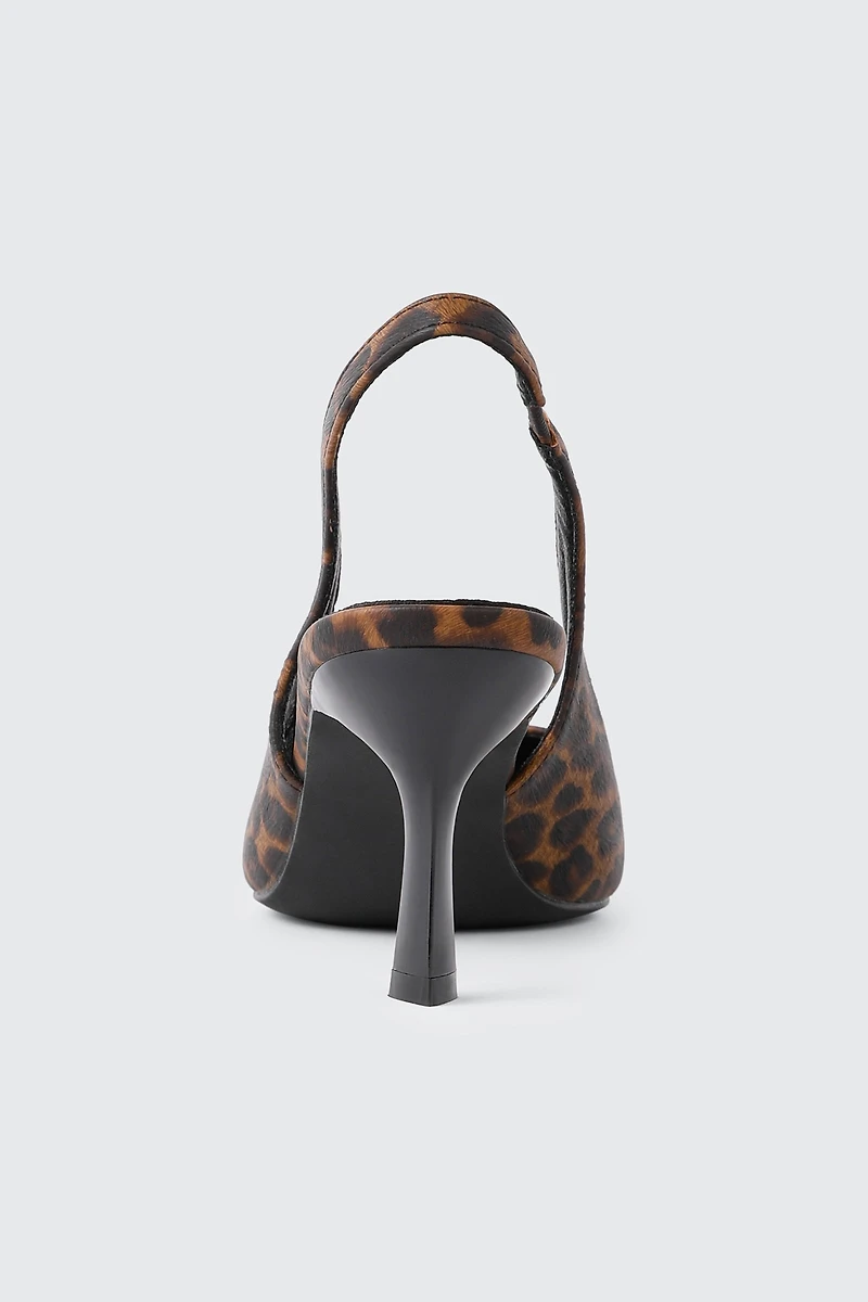 Leopard Pointed Toe Slingback Heels