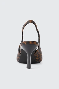 Leopard Pointed Toe Slingback Heels
