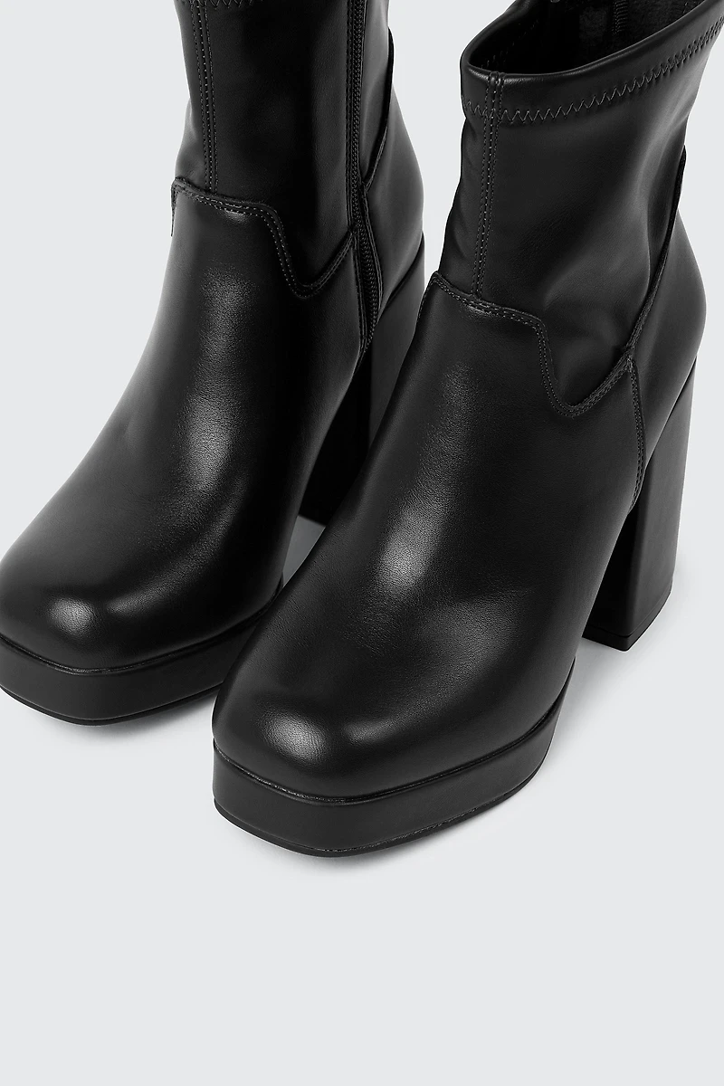 Square Toe Platform Ankle Boots