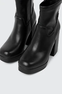 Square Toe Platform Ankle Boots