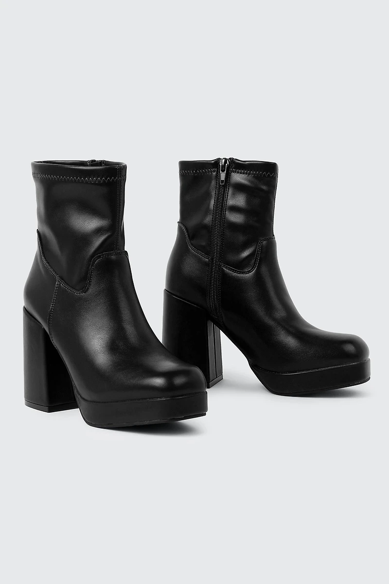 Square Toe Platform Ankle Boots