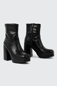 Square Toe Platform Ankle Boots
