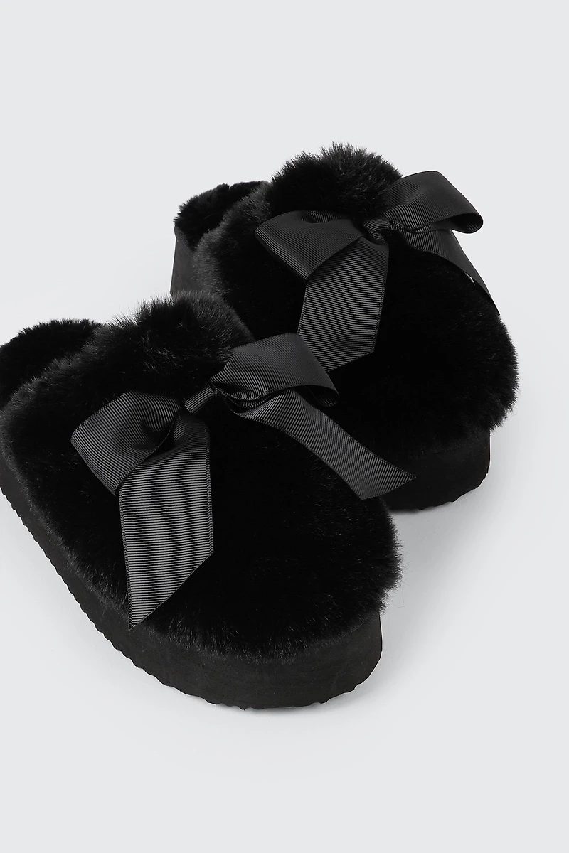 Faux Fur Platform Slippers