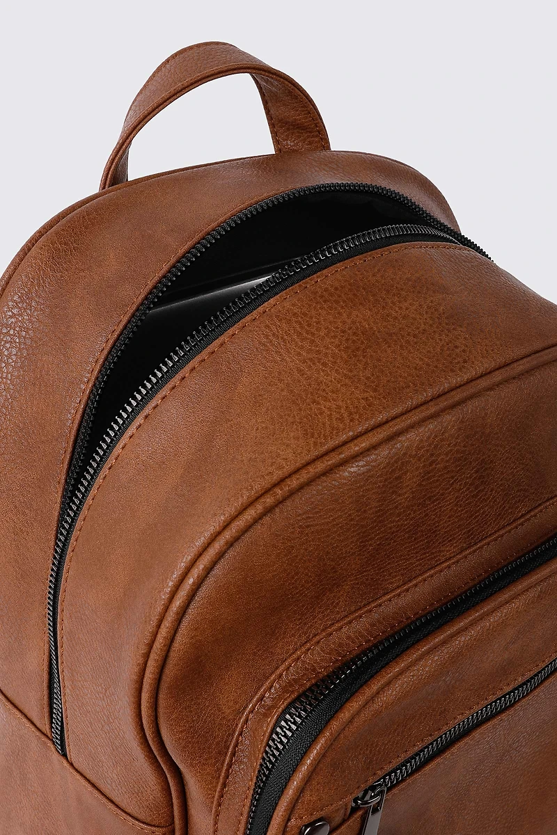 Pebbled Faux Leather Backpack