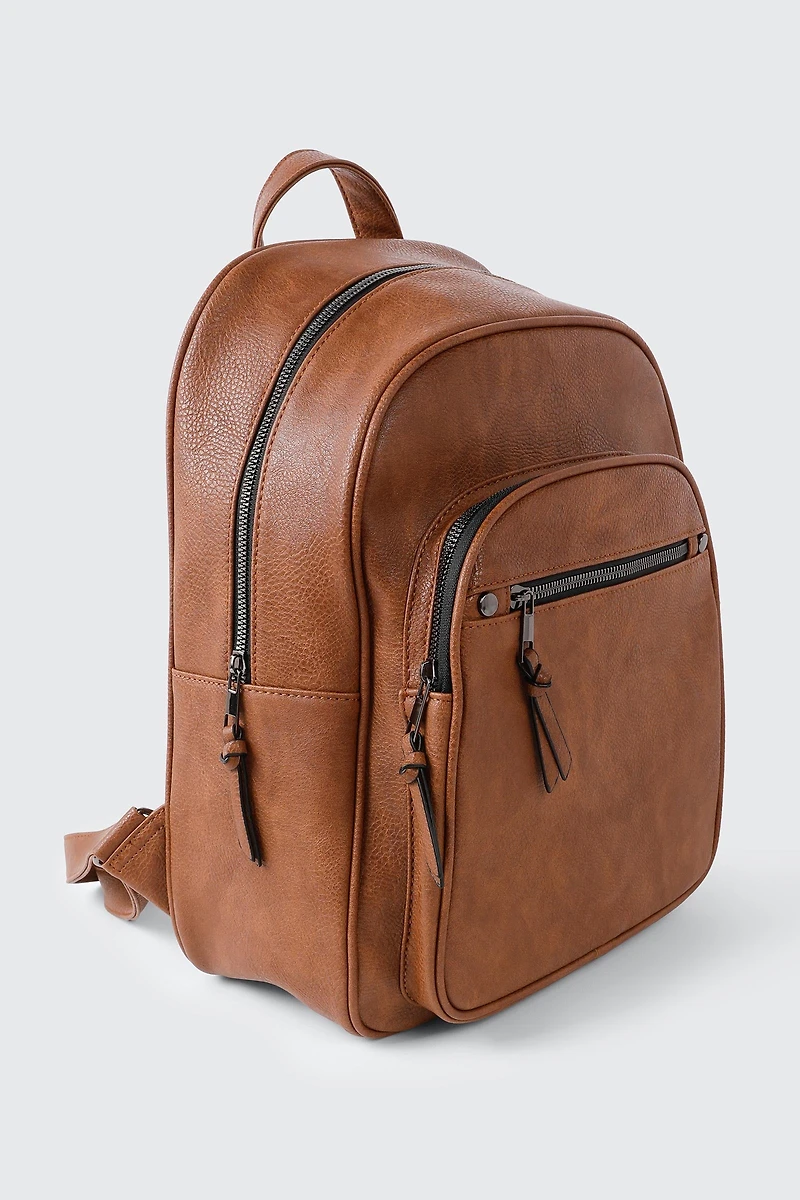 Pebbled Faux Leather Backpack