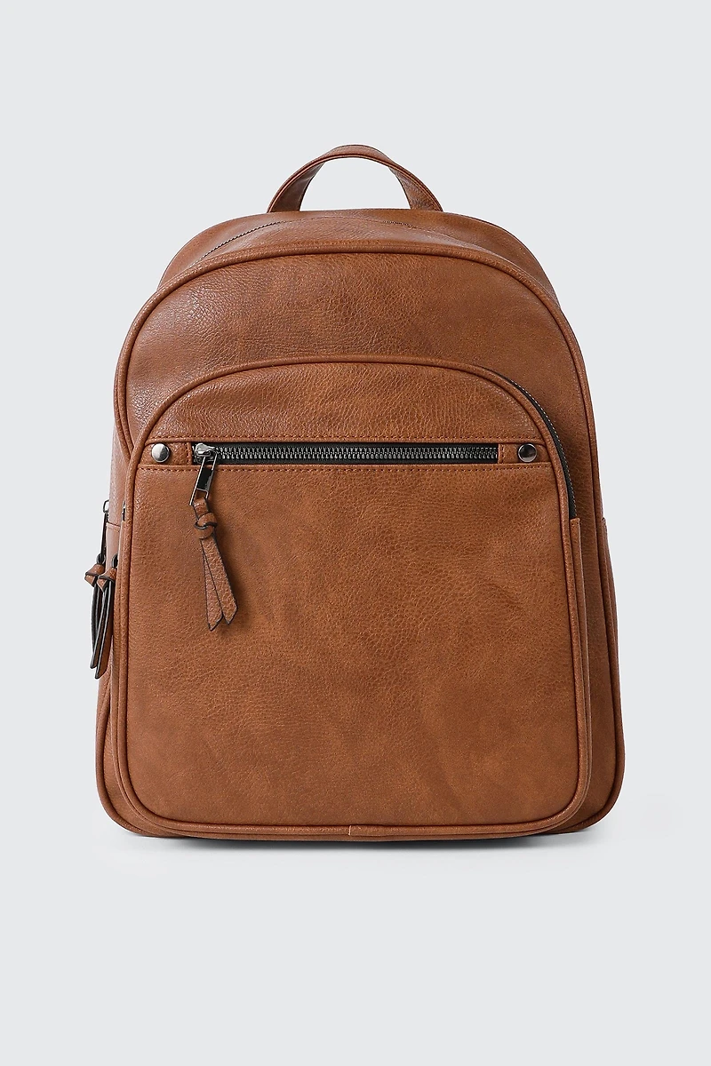 Pebbled Faux Leather Backpack