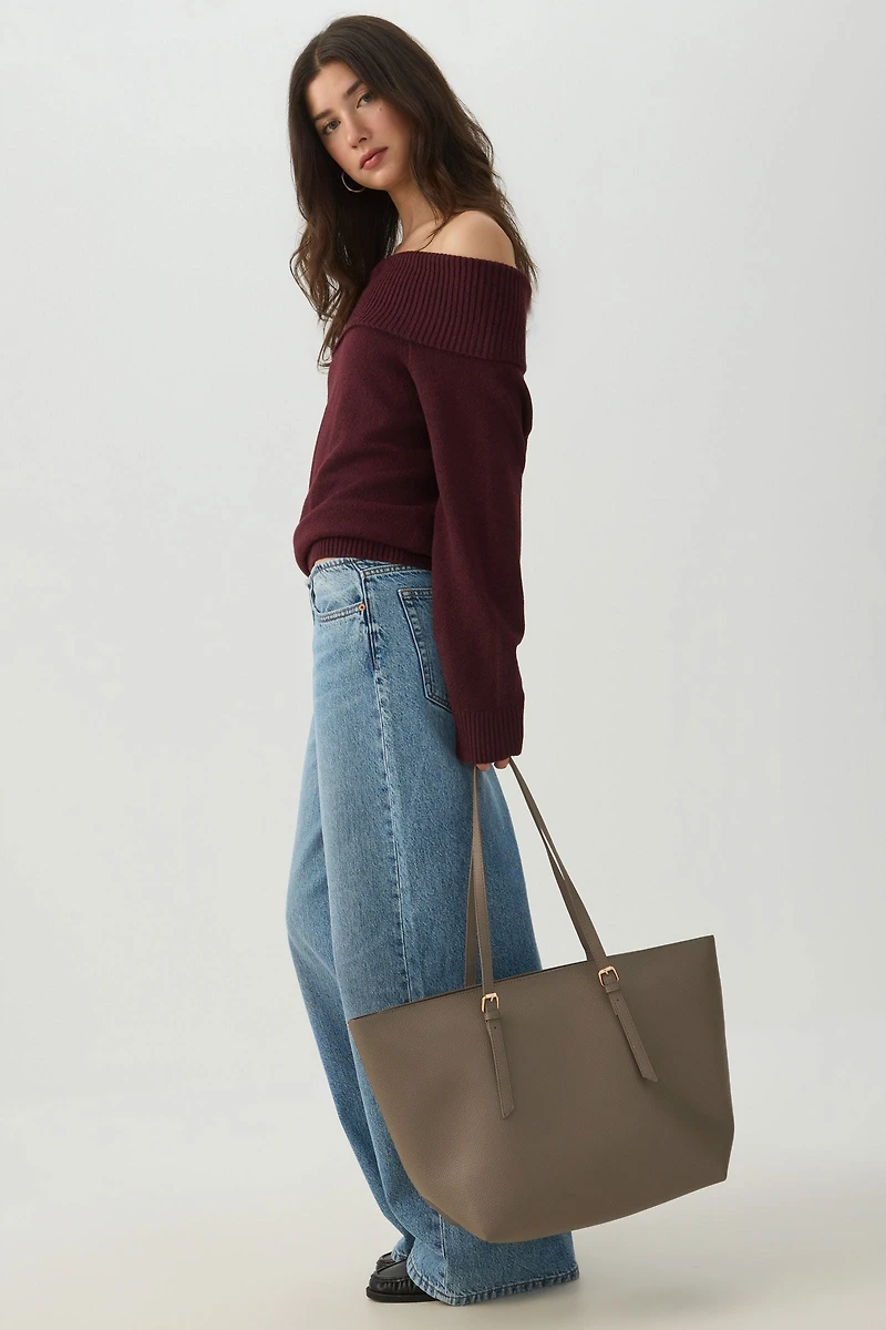 Faux Leather Pebbled Tote Bag