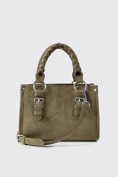 Faux Suede Small Tote Handbag