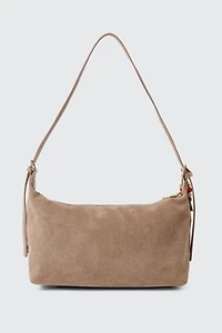 Petit sac fourre-tout en faux suède avec perles