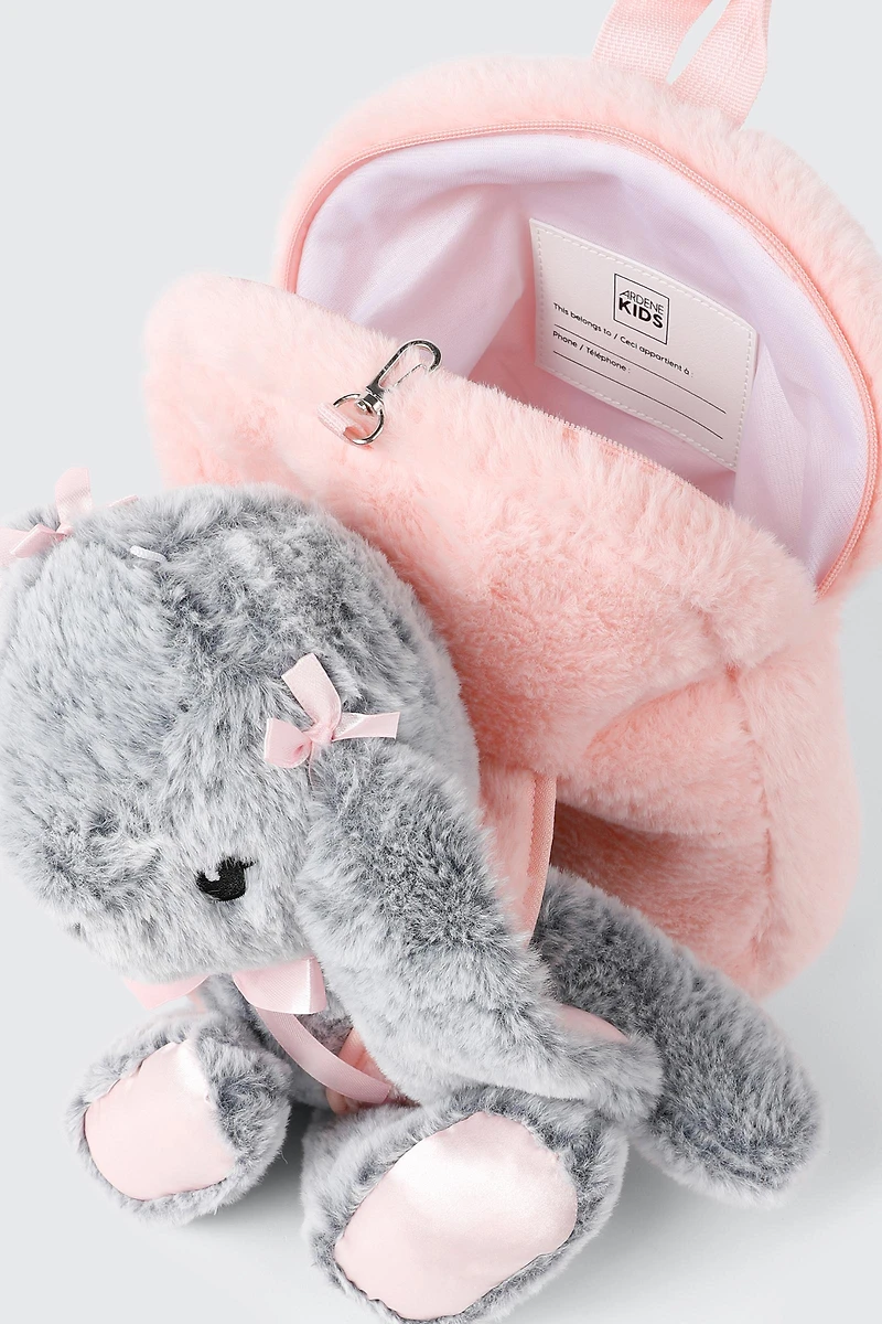 Sac à dos avec lapin en peluche
