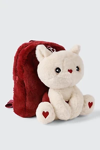 Plush Backpack with Kitten Plushie