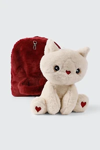 Plush Backpack with Kitten Plushie