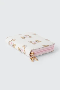 Portefeuille compact à glissière et imprimé oursons