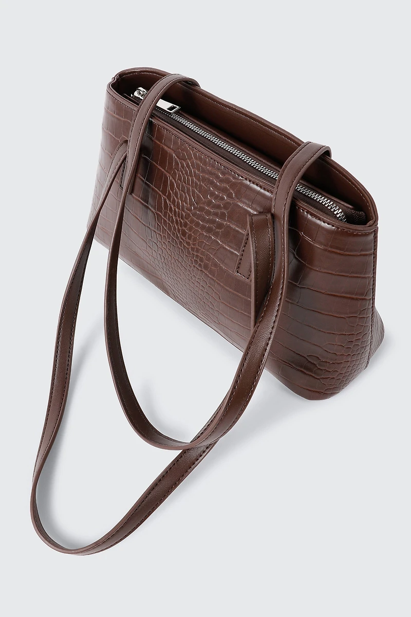 Sac à bandoulière en faux cuir embossé croco