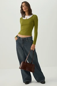 Sac à bandoulière en faux cuir embossé croco