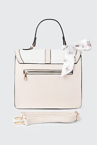 Faux Leather Handbag with Scarf