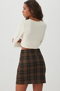 High Rise Plaid Mini Skirt
