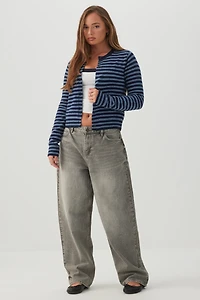 Cardigan court boutonné en mélange de laine