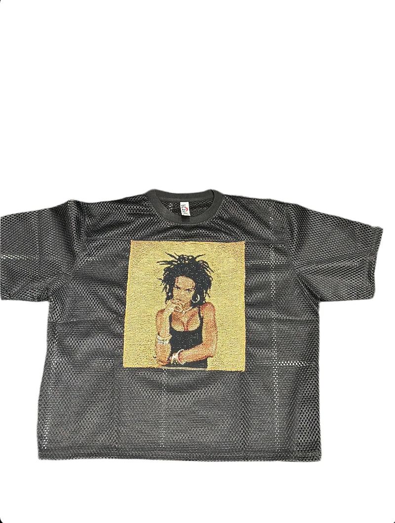 ANGEL GENTLE: LAURYN JERSEY MESH TAPESTRY TOP