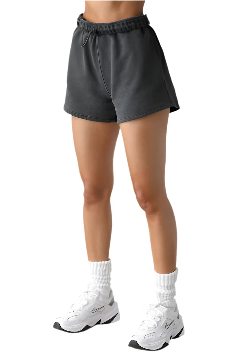 JOAH BROWN: Washed Black French Terry sweat short