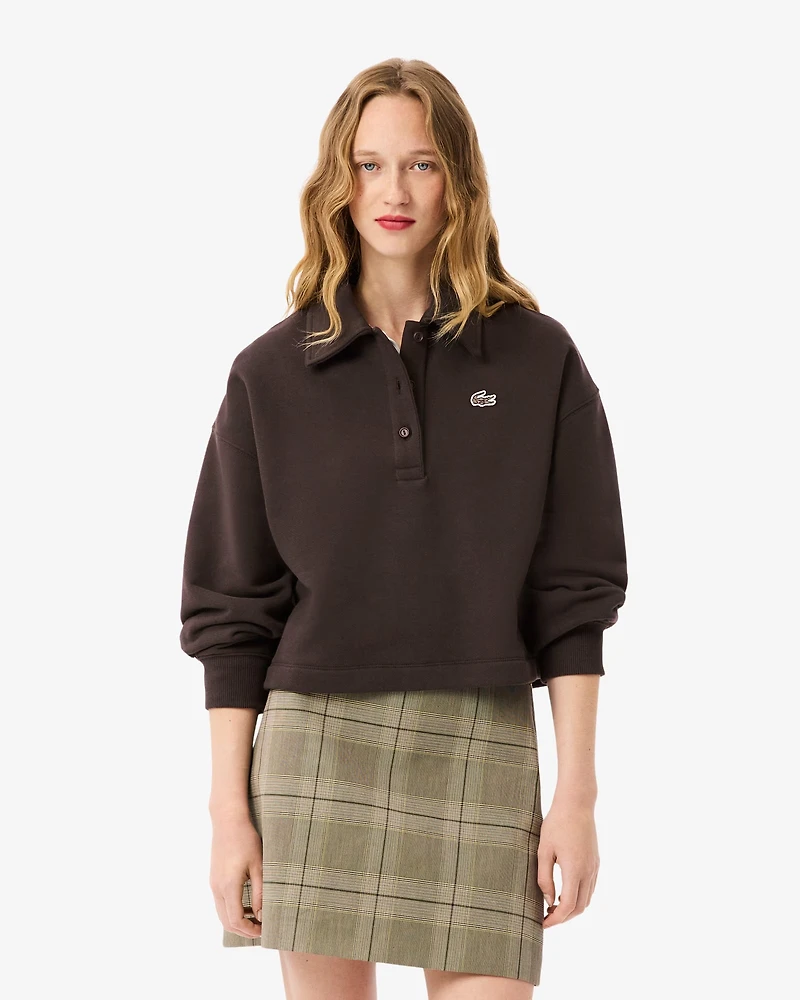 LACOSTE: OVERSIZED FLEECE POLO SWEATSHIRT
