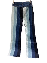 Scully color blocked stripped flare denim jeans