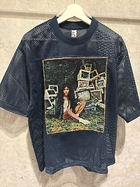 ANGEL GENTLE: SZA JERSEY MESH TAPESTRY TOP