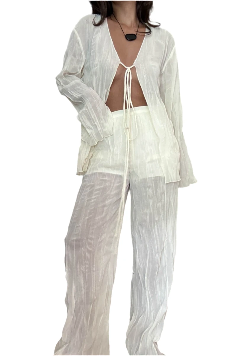 8586: THE SHEER CREAM PANTS