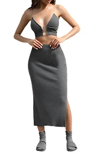 JOAH BROWN: SIDE SLIT MIDI SKIRT