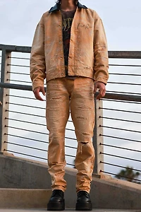 FIRST ROW: ALL OVER RHINESTONE RIPPED PANTS