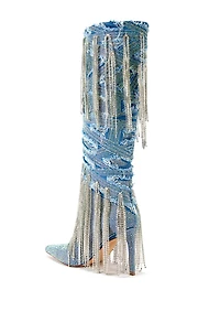 AZALEA WANG: MISCHIEF DENIM EMBELLISHED BOOT