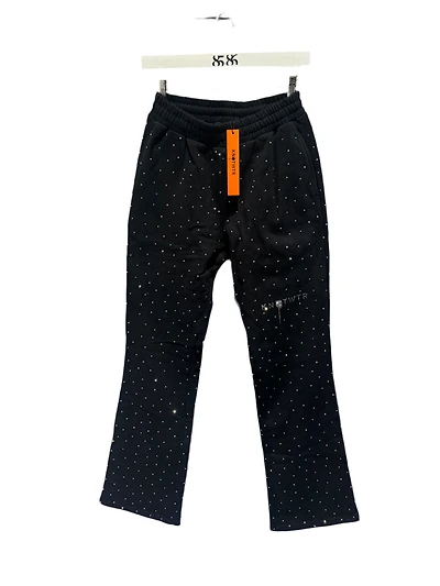KNOTWTR RHINESTONE FLARED SWEATPANTS: