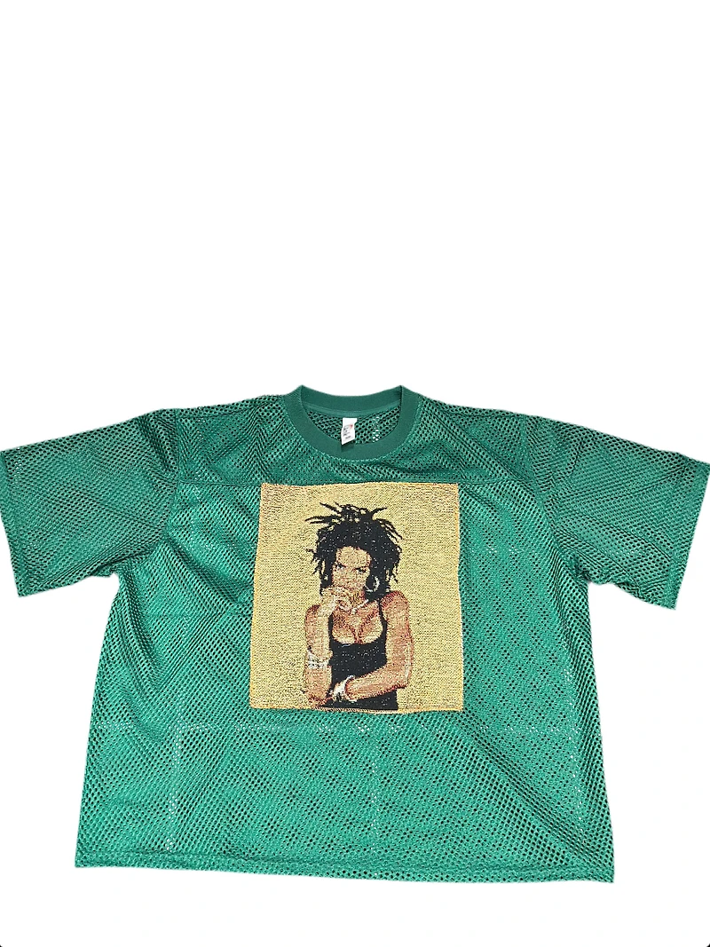ANGEL GENTLE: LAURYN JERSEY MESH TAPESTRY TOP