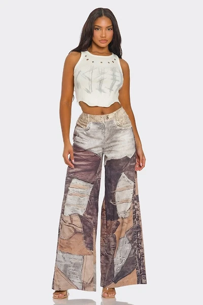 8586: FABRIC PRINTED PANTS