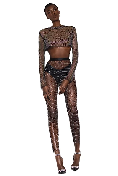 8586: JEWEL TONED MESH CROP TOP