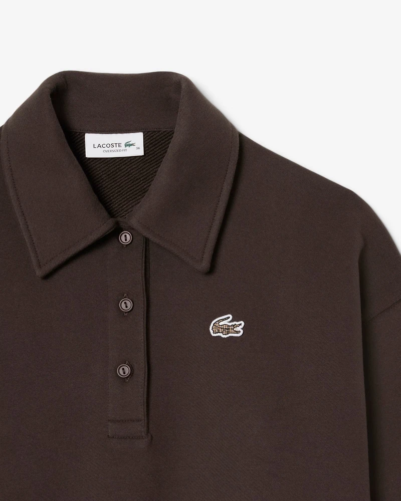 LACOSTE: OVERSIZED FLEECE POLO SWEATSHIRT