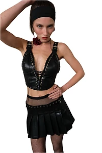 BOHO: LEATHERETTE CORSET TOP
