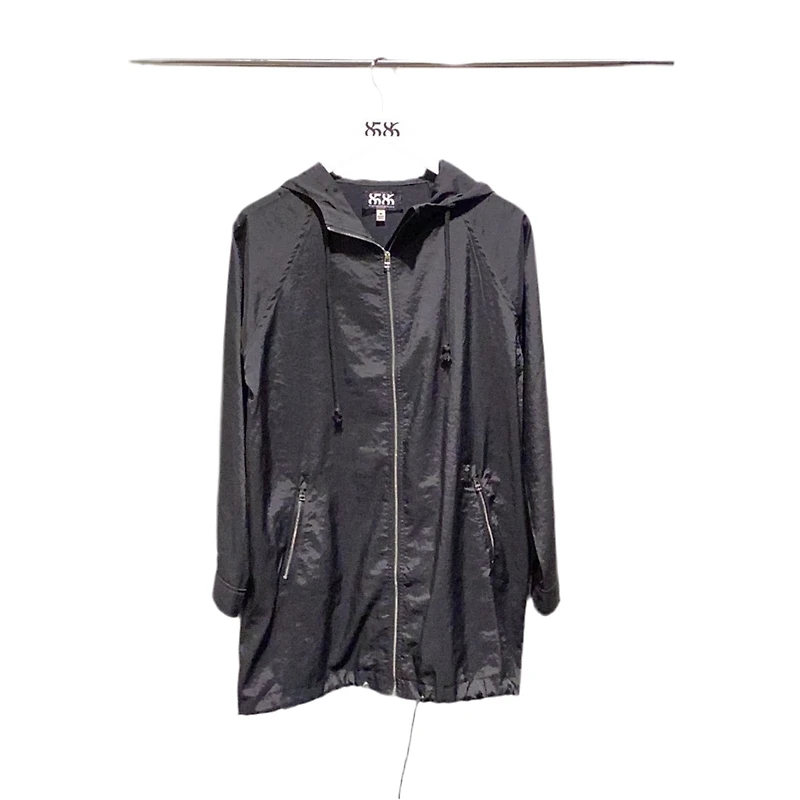 8586: OVERSIZED ZIP UP WINDBREAKER WITH DRAWSTRING