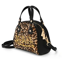 VON DUTCH: LEOPARD VEGAN PONY HAIR CHEETAH BOWLING BAG