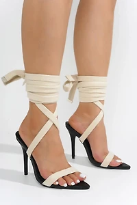 BOHO: LACE UP SHOESTRING SANDAL HEEL